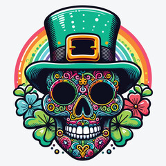 Saint Patrick skull graphic character stock illustration