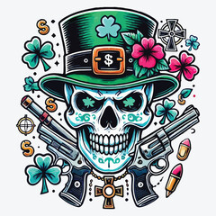 Saint Patrick skull graphic character stock illustration