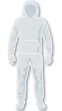 white hoodie and pants outfit clip art preview