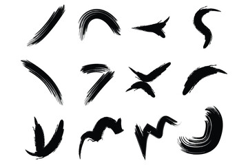 Abstract Grunge Brush Vector Stroke Set