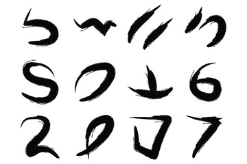 Abstract Grunge Brush Vector Stroke Set