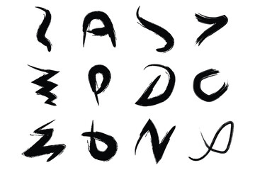 Abstract Grunge Brush Vector Stroke Set