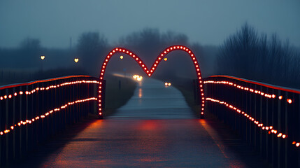 18. A surreal Valentine’s theme park where glowing heart-shaped sculptures and abstract installations create an enchanting experience for couples exploring imaginative and romantic landscapes 