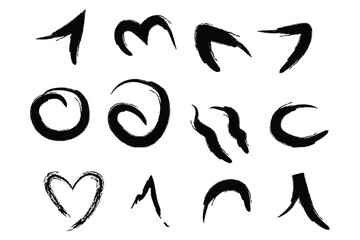 Abstract Grunge Brush Vector Stroke Set