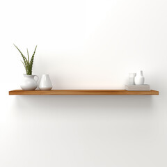 Wooden Shelf with White Decor Minimalist Home Interior