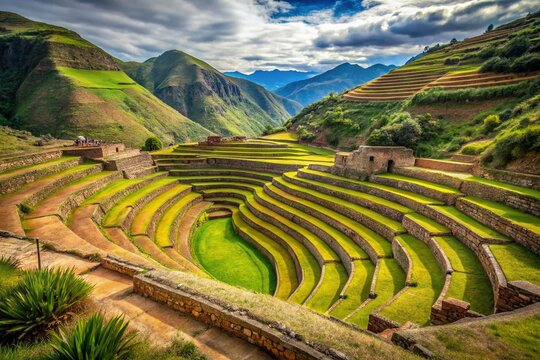 Stunning Inca Tipon Terraces, Peru - Architectural Photography AI Art