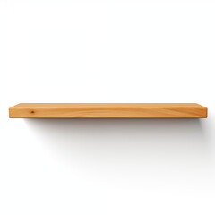 Empty Light Wood Shelf on White Wall  Product Display Mockup
