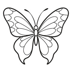 Butterfly Coloring Page Vector Illustration.