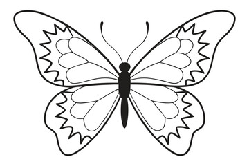 Butterfly Coloring Page Vector Illustration.