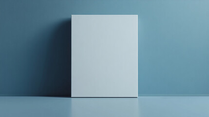 Minimalist blank canvas displayed against a solid blue wall and floor