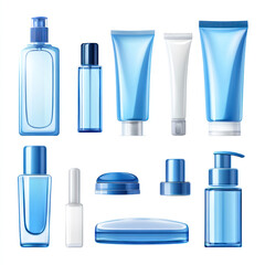 set of cosmetic bottles