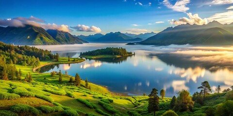 Stunning Rara Lake Nepal, Misty Hills, Low Light
