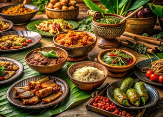 Fototapeta premium A photographic journey through Indonesia's timeless cuisine; classic dishes beautifully depicted.