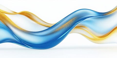 Fototapeta premium Abstract Blue and Gold Flow: Elegant, flowing ribbons of blue and gold create a dynamic, abstract design. The smooth curves and interplay of colors evoke a sense of movement and sophistication.