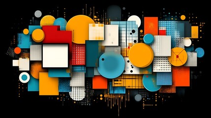 Obraz premium Abstract Geometric Composition Featuring Vibrant Colors and Shapes