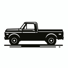 Fototapeta premium Pickup Truck silhouette in black on a white background