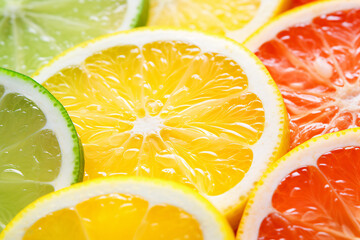 Citrus Fruits Background flat lay on Green Background