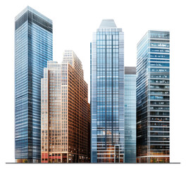 Fototapeta premium PNG Group of American buildings architecture skyscraper cityscape.