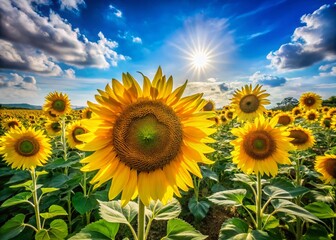 Sunflowers Field Blue Sky Documentary Photography AI Art