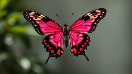 Fototapeta premium Pachliopta aristolochiae Swallowtail Butterfly, Rose-Colored Wings, Close-up, High Quality AI Photo