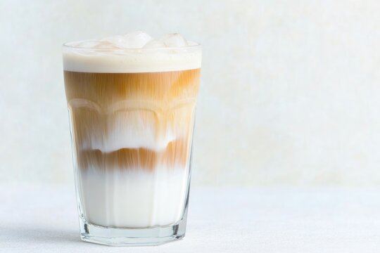 Creamy layers of coffee and milk create visually appealing bever