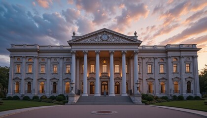 Obraz premium Ancient greek architecture with pillars and a classical interior