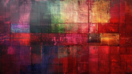 Obraz premium Abstract Colorful Grid: A Symphony of Red, Burgundy, and Deep Hues