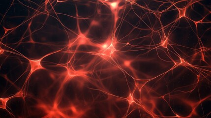 Obraz premium Abstract Neural Network Visualization with Bright Red Lines and Soft Glow on Dark Background