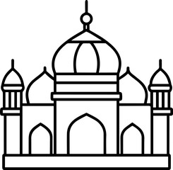 mosque outline vector illustration line art