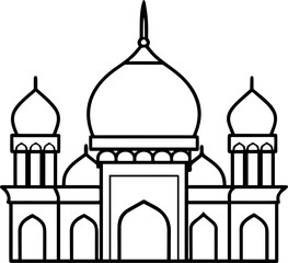 mosque outline vector illustration line art