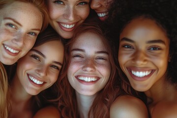 Friendly group of young females sharing smiles for a cheerful image