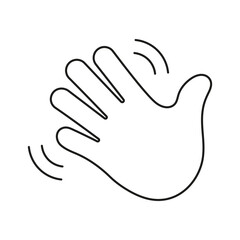 Waving Hand Line Icon. Gesture of Hello or Goodbye Outline Symbol. Friendly Greeting Sign. Editable Stroke. Isolated Vector Illustration