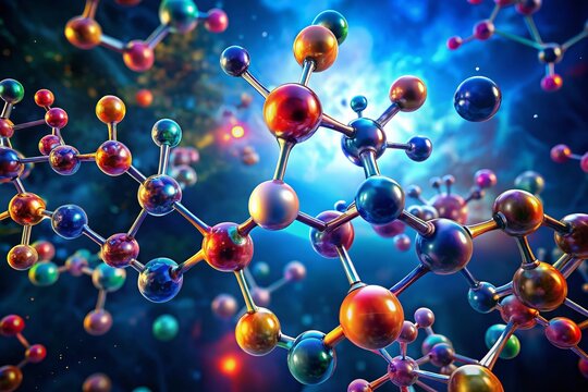 Surreal Beta-Hydroxybutyric Acid Molecule, Biodegradable Plastics, Dark Blue Background