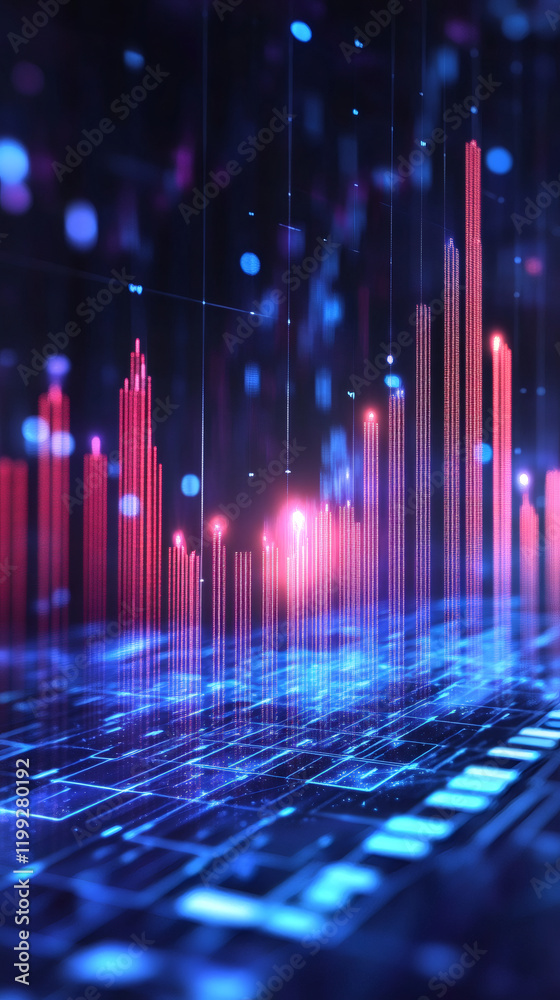 Aufkleber abstract digital lines rising from a futuristic circuit board, representing data analysis, finance, 