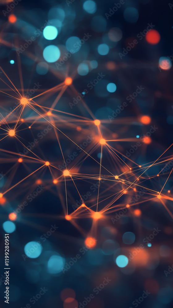 Poster plexus effect with glowing dots and lines forming a network, representing internet connections, big 