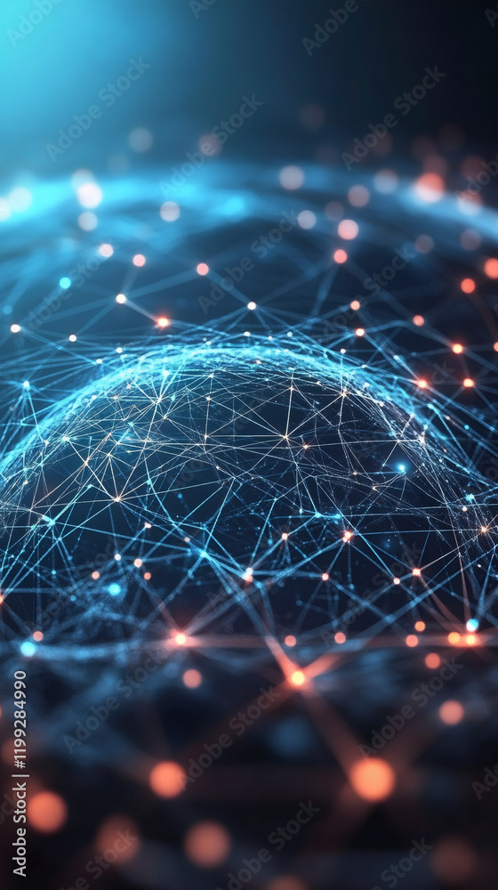 Aufkleber Abstract sphere of plexus representing global network or blockchain technology forming connections