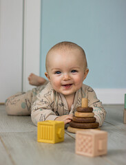 A small child playing with toys