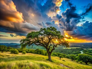 Fototapeta premium Texas Hill Country Live Oak Aerial View