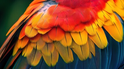 Obraz premium Vibrant Macaw Feathers: A Close-Up of Nature's Masterpiece