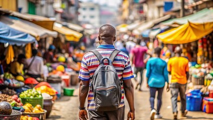 Tilt-Shift Kumasi Market Ghana Poverty, Economy, Backpack, Street Scene