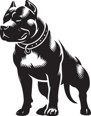 Pitbull dog vector illustration in black and white