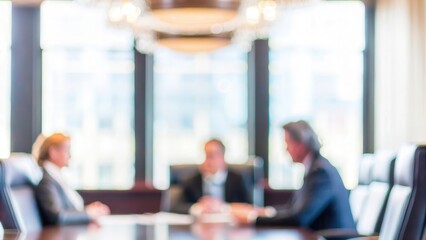 Executive Conference Blur – A blurred background of an executive conference in a high-end boardroom.	
