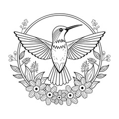 Vintage illustration depicting an exotic hummingbird