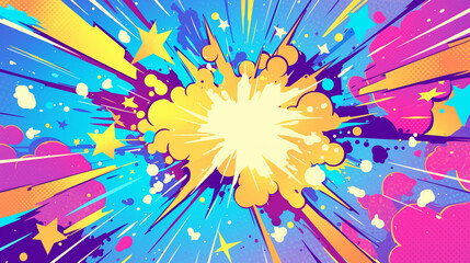 Bright abstract background in pop art comic style.

