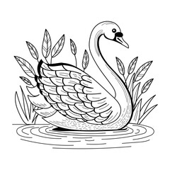 A vintage style illustration depicting an old swan