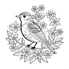 Motacilla sialis bird, vintage style illustration