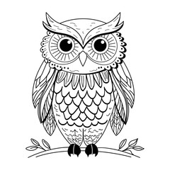 A vintage style illustration depicting owl bird