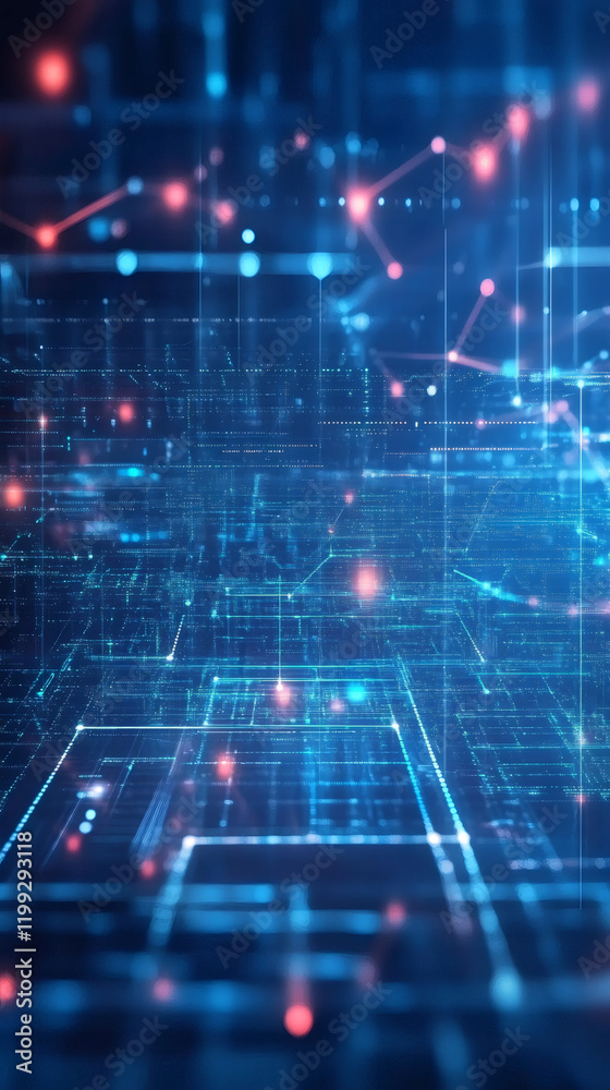 Poster Complex network evolving, forming an intricate digital matrix with glowing lines and nodes, symbolizing data flow and technological advancement