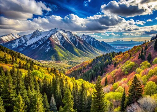Wasatch Front Spring Panorama, Great Salt Lake Valley, Little Cottonwood Canyon