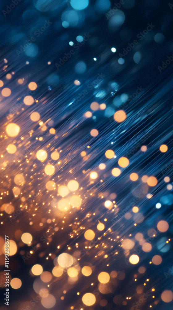 Leinwandbilder fiber optic cables transmitting data creating a beautiful bokeh effect with glowing lights